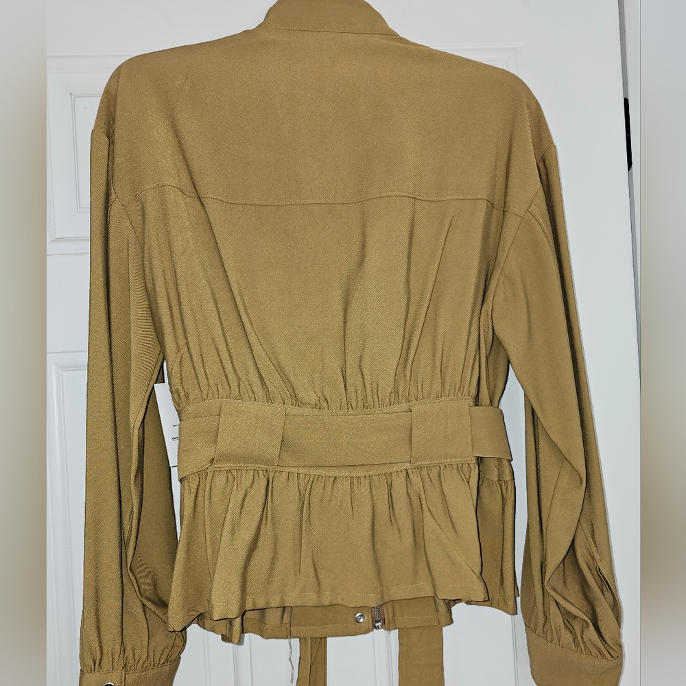 Safari Suit shorts set with zip up blazer with tie waist.